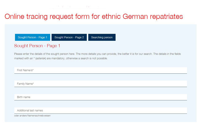 Picture - Online tracing request form for ethnic German repatriates